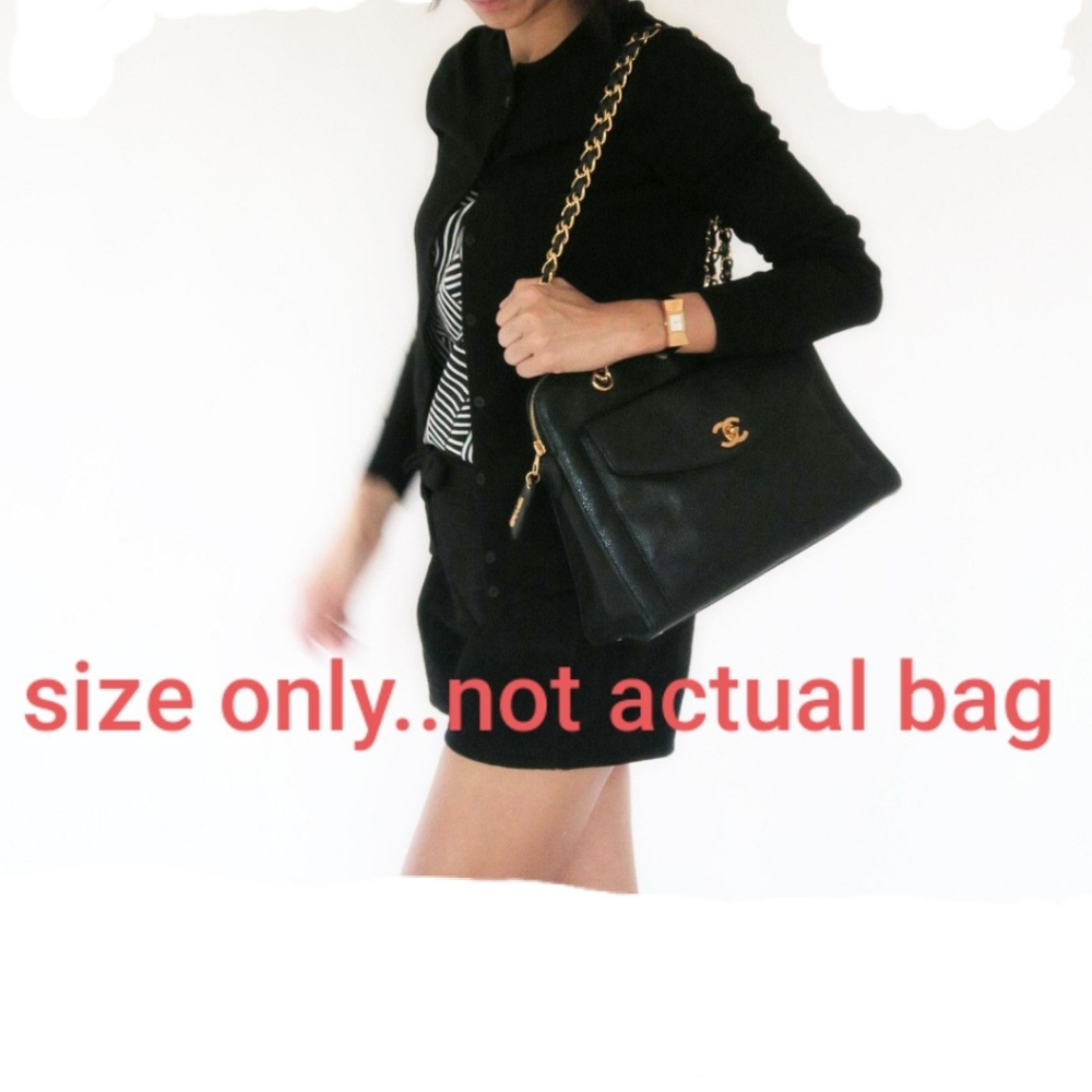 💯 Auth CHANEL CC VintageCaviar Skin Chain ToteBag - Picture 9 of 9
